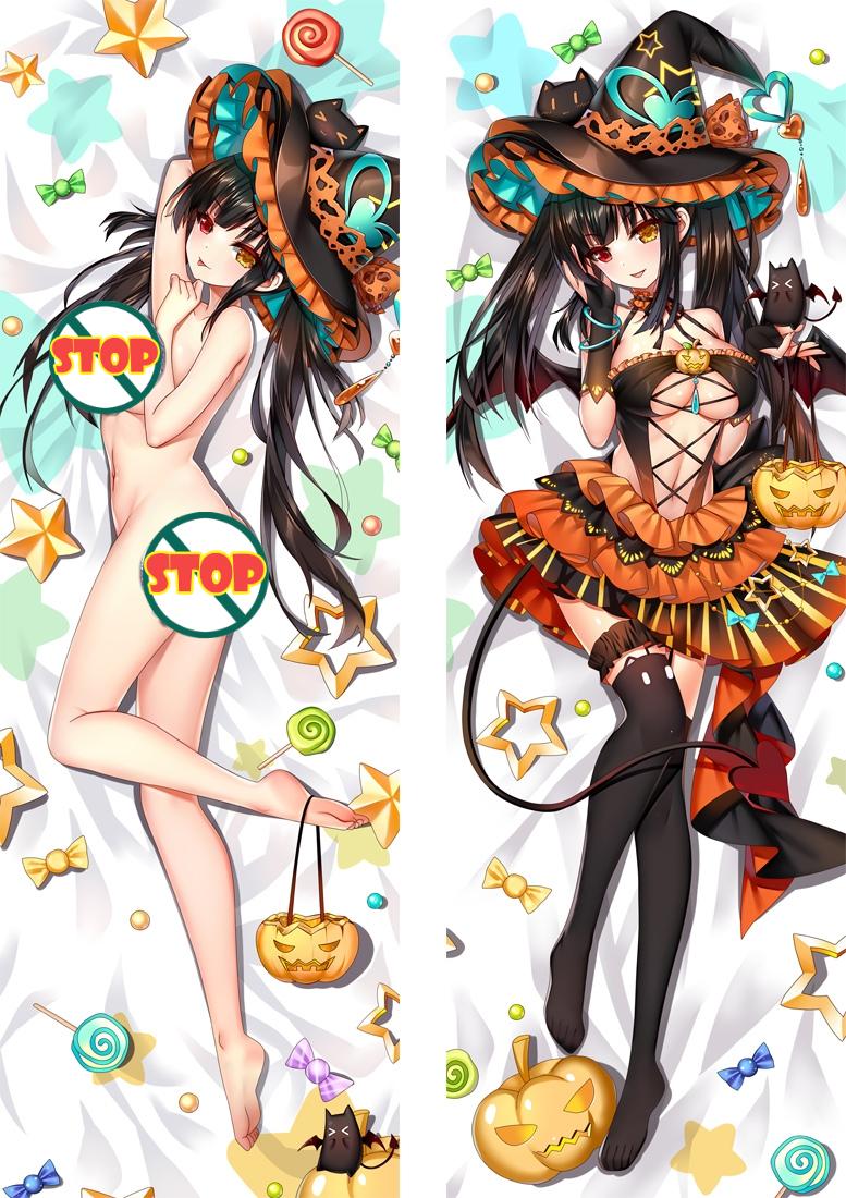 Date A Live Tokisaki Kurumi Halloween Witch Anime Dakimakura Body Pillow Cover image 0