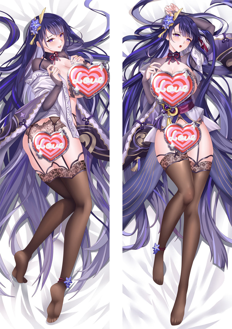 Genshin Impact Raiden Shogun Baal Naked with Double Sides Zipper to make love Anime Dakimakura Pillow Case image 0