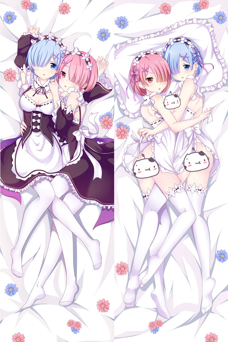 Re:Zero Rem Ram Anime Dakimakura Pillow Cover image 0