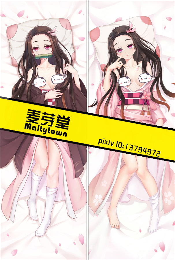 Demon Slayer: Kimetsu no Yaiba Kamado Nezuko Anime Dakimakura Pillow Cover image 0