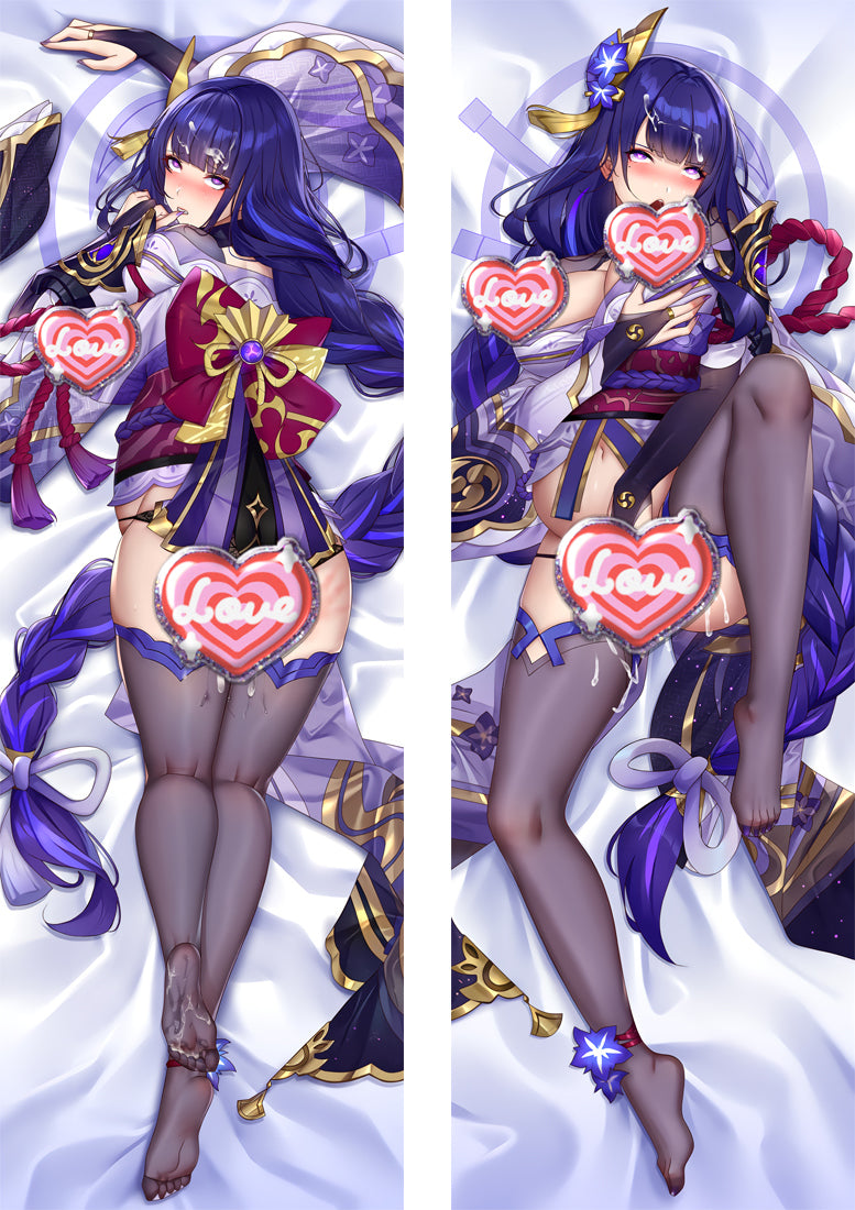 Genshin Impact Raiden Shogun Baal with Double Sides Zipper to make love Anime Dakimakura Pillow Case image 0