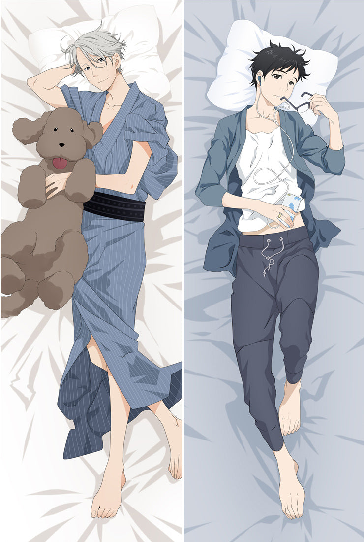 Anime Yuri on Ice Katsuki Victor BL Dakimakura Hugging Body Pillow Case image 0