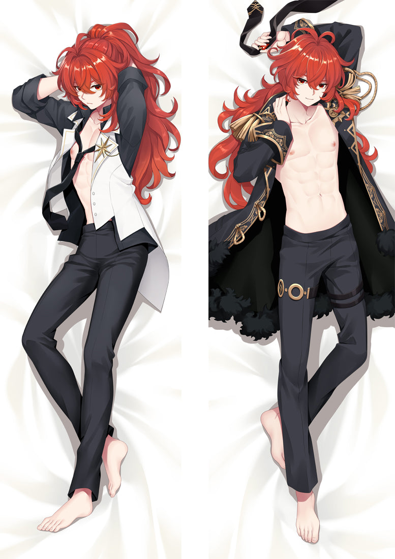 Diluc Dakimakura Body Pillow Cover - Genshin Impact image 0