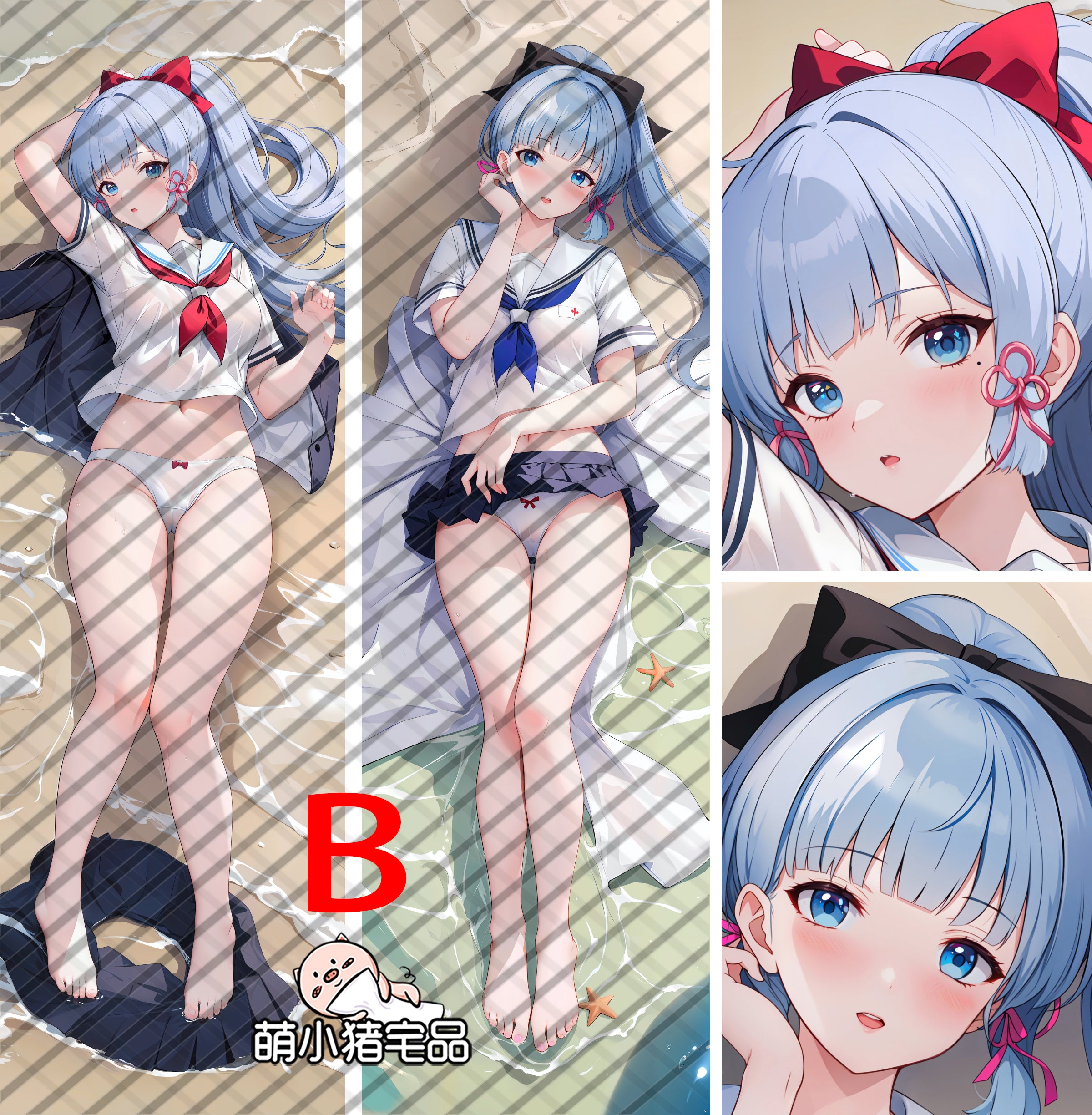 Genshin Impact Kamisato Ayaka Anime Dakimakura Sexy Pillow Cover image 0