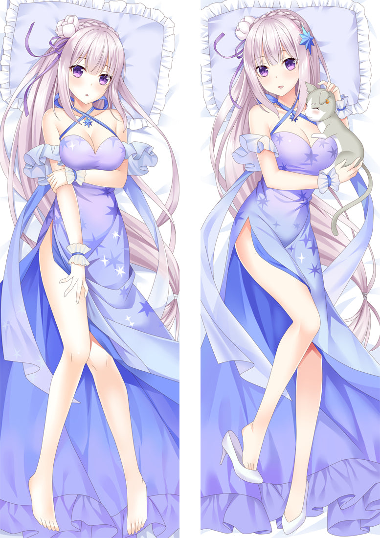 Re:Zero Emilia Anime Dakimakura Body Pillow Cover image 0