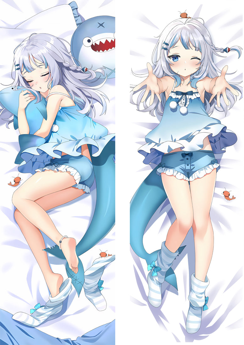 Virtual Youtuber Gawr Gura Anime Dakimakura Girl Body Pillow Cover image 0
