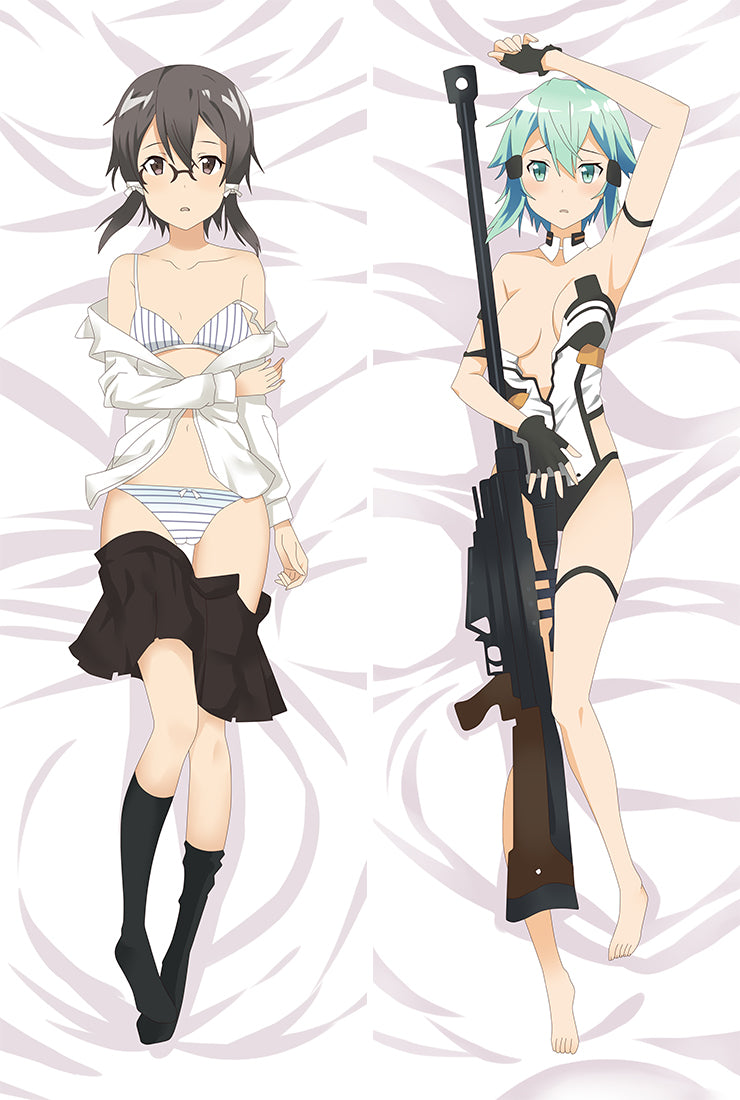 Sword Art Online Asada Shino Anime Dakimakura Pillow Case image 0