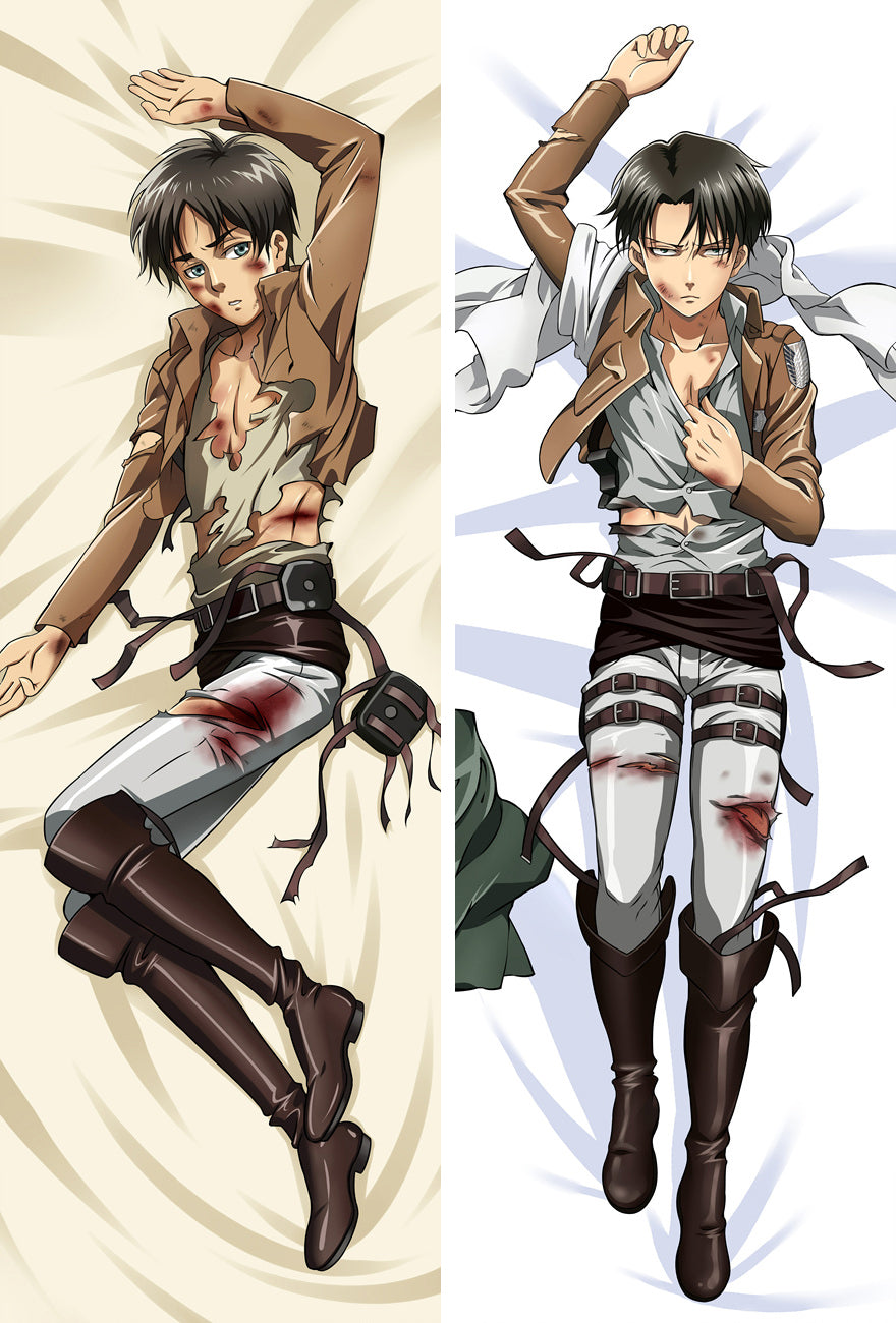 Attack on Titan Eren Yeager Levi Ackerman Anime Dakimakura Pillow Case image 0