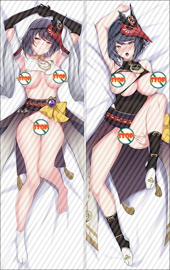 Kujou Sara Nsfw with Double Sides Zipper to make love Anime Dakimakura Pillow Case image 0