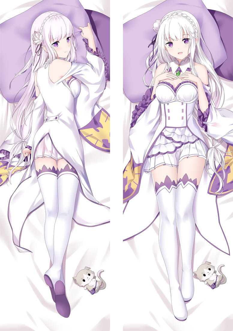 Emilia Re Zero Anime Dakimakura Body Pillow Cover image 0