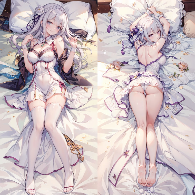 Re:Zero Emilia Anime Dakimakura Body Pillow Cover image 0