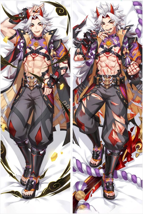 Genshin Impact Arataki Itto Anime Dakimakura Sexy Body Pillow Cover image 0