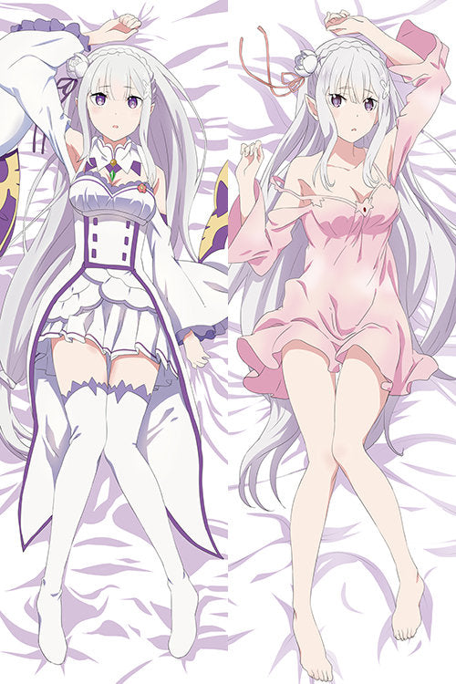 Re:Zero Emilia Anime Dakimakura Japanese Pillow Cover image 0