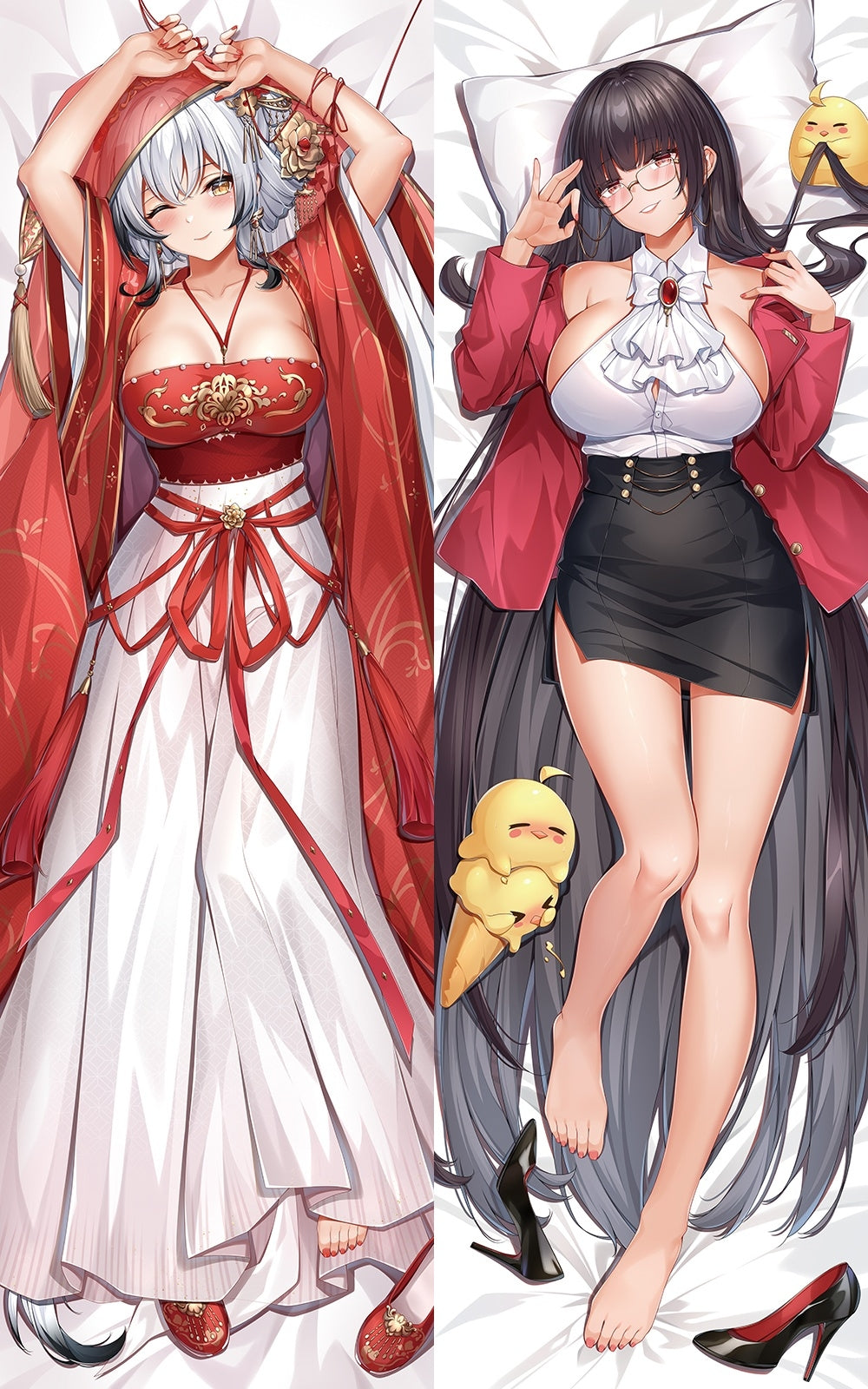 Azur Lane Genshin Impact Hai Tien & Alvitr Anime Dakimakura Pillow Cover image 0
