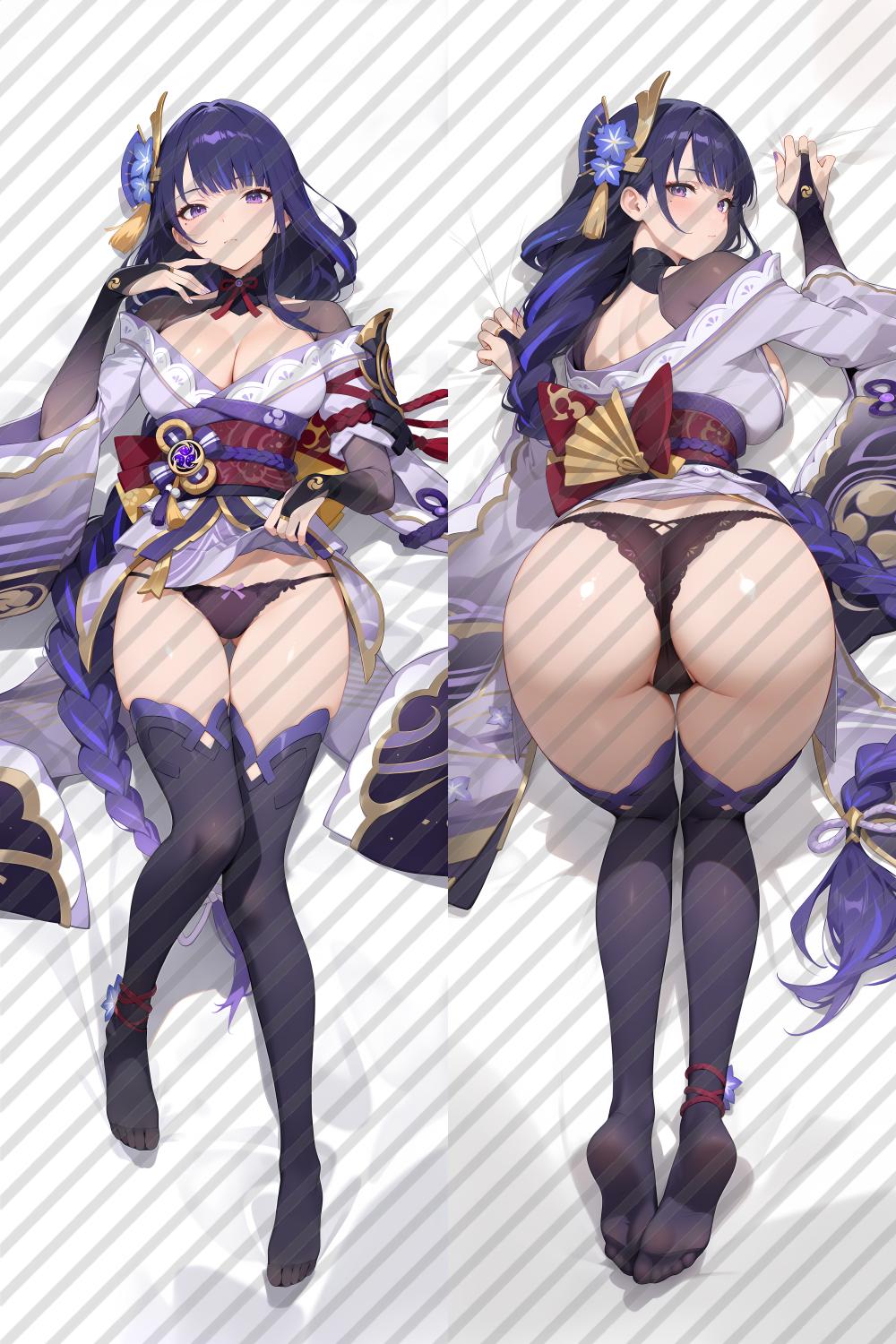 Genshin Impact Raiden Shogun Anime Dakimakura Body Pillow Cover image 0