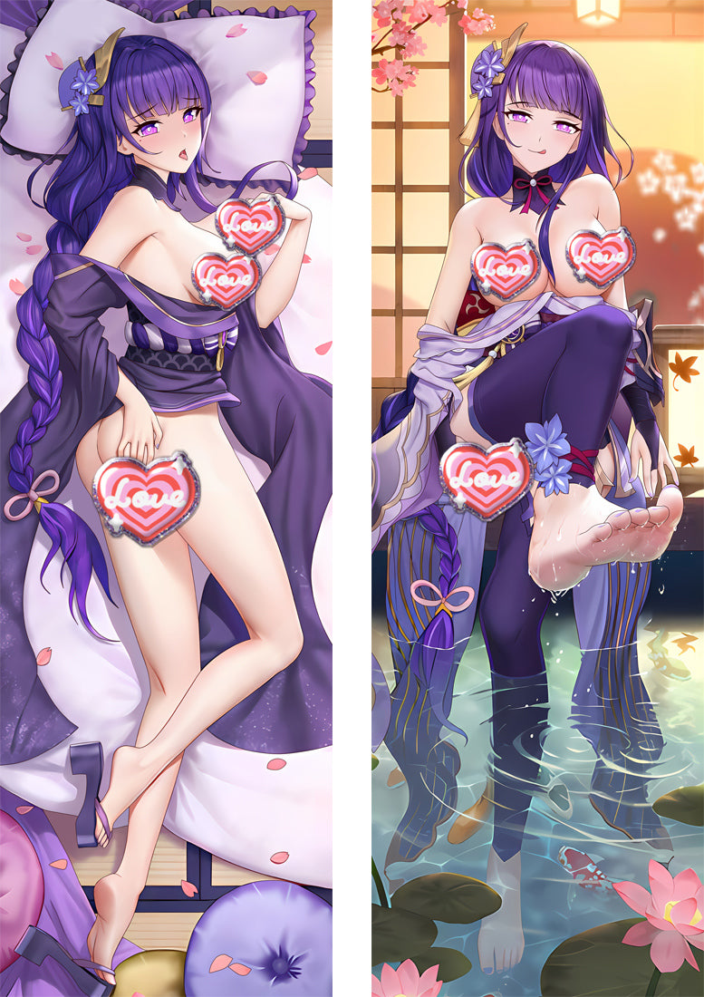 Genshin Impact Raiden Shogun Baal with Double Sides Zipper to make love Anime Dakimakura Pillow Case image 0