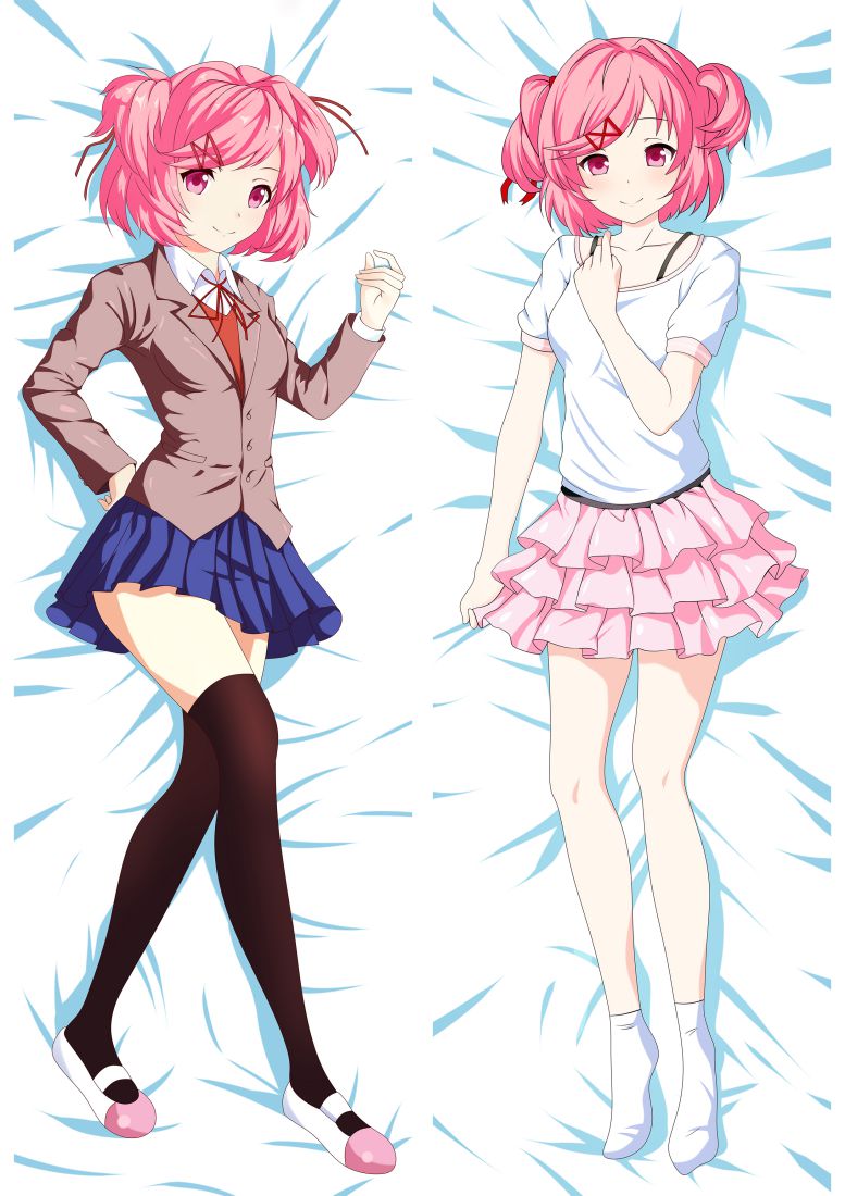 Doki Doki Literature Club! DDLC Natsuki Anime Dakimakura Pillow Cover image 0