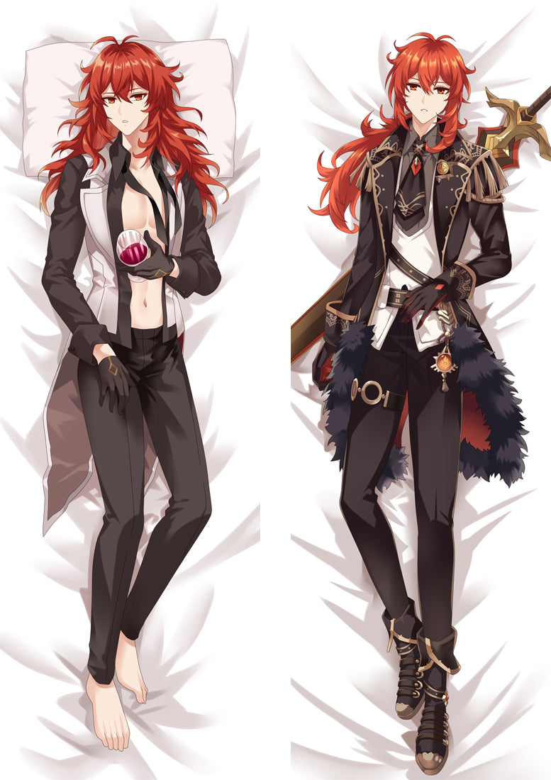Genshin Impact Diluc Anime Dakimakura Body Pillow Cover image 0
