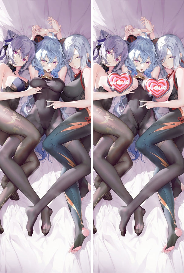 Genshin Impact Keqing and Ganyu Shenhe Anime Dakimakura Pillow Cover image 0
