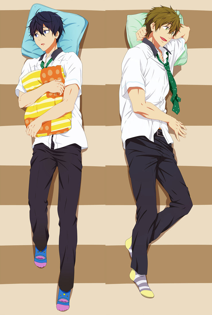 Free! Iwatobi Swim Club Haruka Nanase &amp; Makoto Tachibana Male Anime Dakimakura Pillow Cover image 0