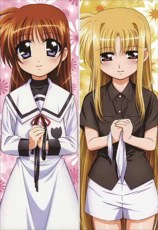 Magical Girl Lyrical Nanoha Fate Testarossa + Nanoha Takamachi Anime Dakimakura Pillow Cover image 0