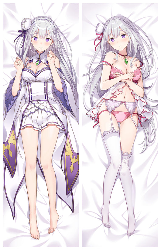 Re:Zero Emilia Anime Dakimakura Body Pillow Cover image 0