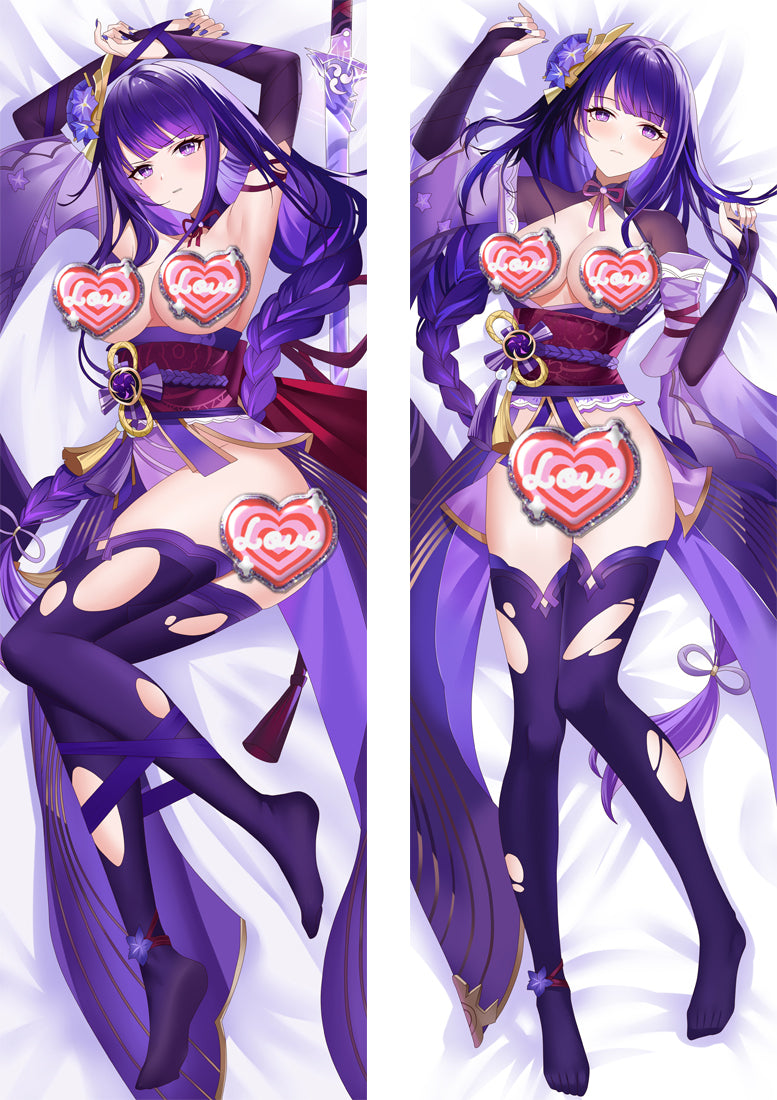 Genshin Impact Raiden Shogun Baal with Double Sides Zipper to make love Anime Dakimakura Pillow Case image 0