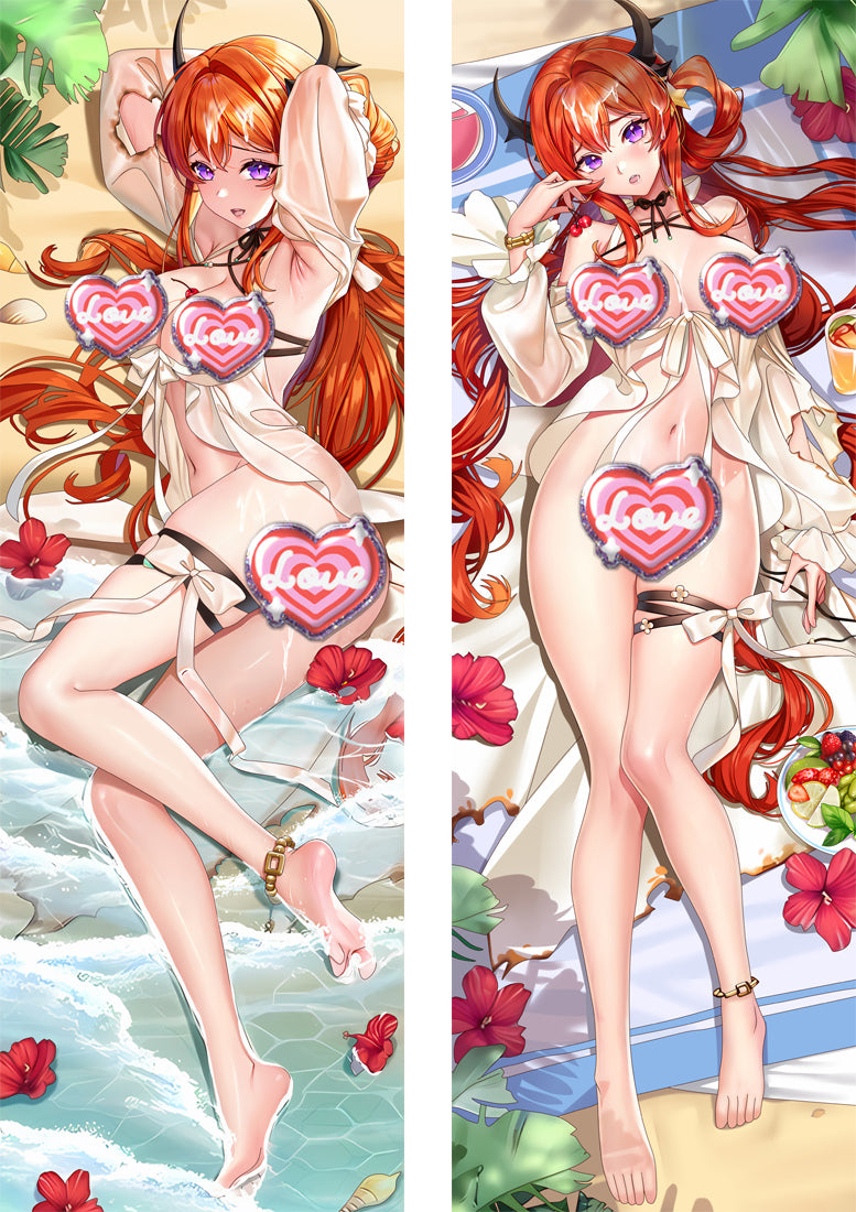 Arknights Surtr 42 Nude with Double Sides Zipper to make love Anime Dakimakura Pillow Case image 0