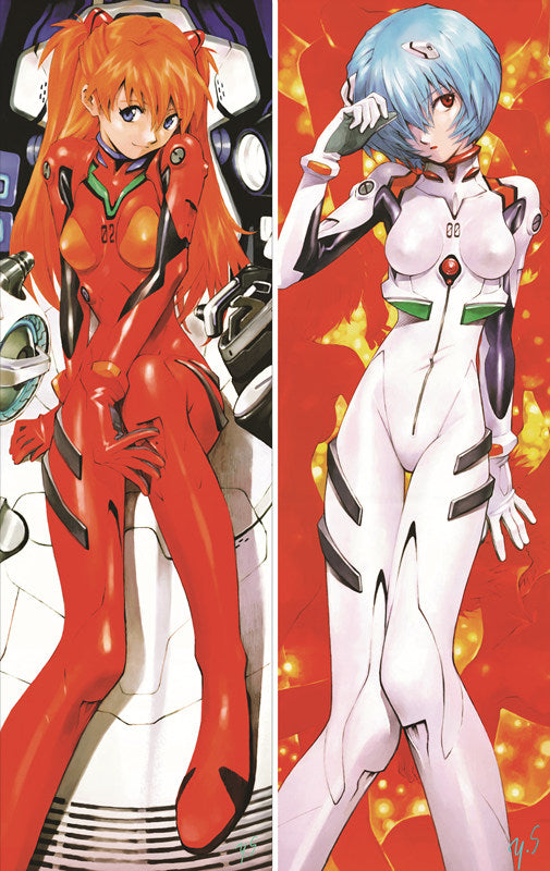 Neon Genesis Evangelion Rei Ayanami + Asuka Langley Soryu Anime Dakimakura Waifu Pillow Case image 0