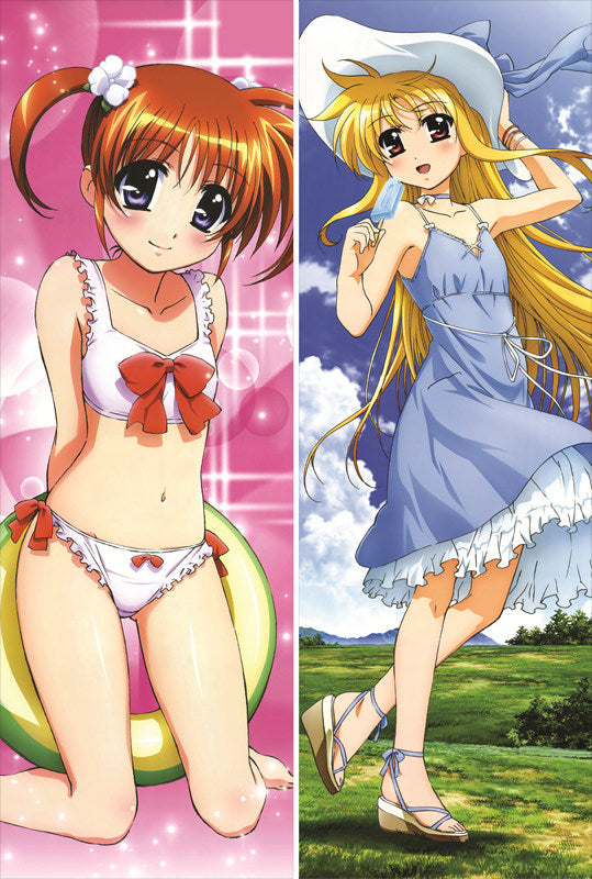 Magical Girl Lyrical Nanoha Fate Testarossa + Nanoha Takamachi Anime Dakimakura Pillow Cover image 0