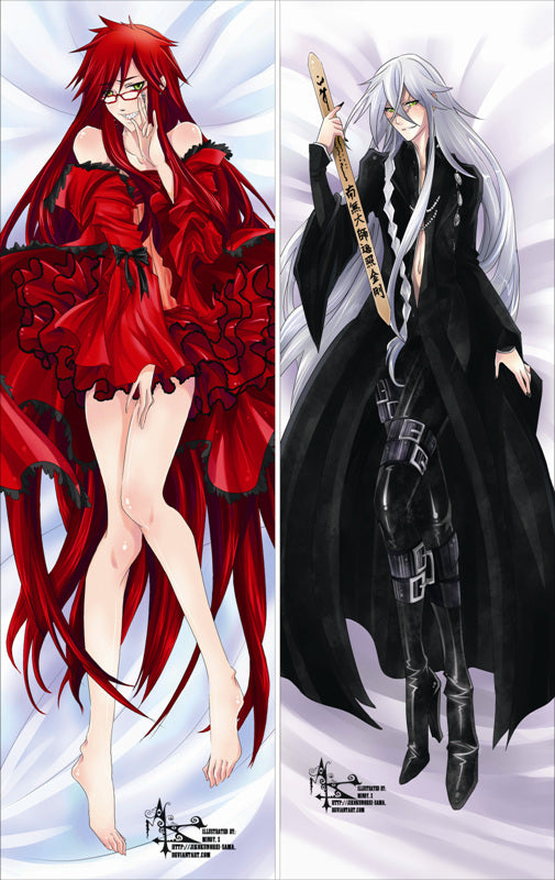 Black Butler Grell Sutcliff + Undertaker Anime Dakimakura Anime Dakimakura Body Pillow Case image 0