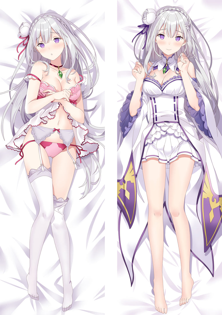 Re:Zero Starting Life in Another World Emilia Anime Dakimakura Body Pillow Cover image 0
