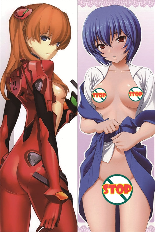 Neon Genesis Evangelion Rei Ayanami + Asuka Langley Soryu Anime Dakimakura Waifu Pillow Case image 0