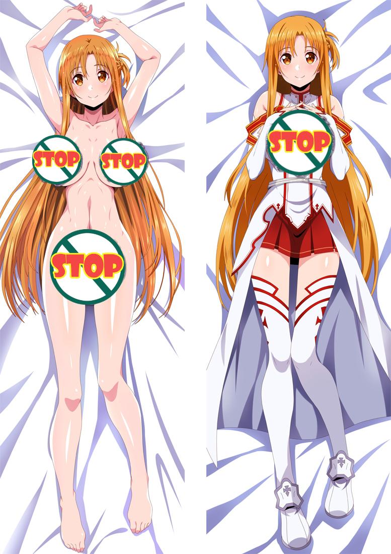 Sword Art Online Yuuki Asuna Anime Dakimakura Naked Body Pillow Cover image 0