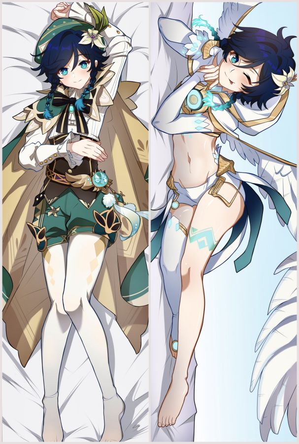 Genshin Impact Venti Anime Dakimakura Girl Body Pillow Cover image 0