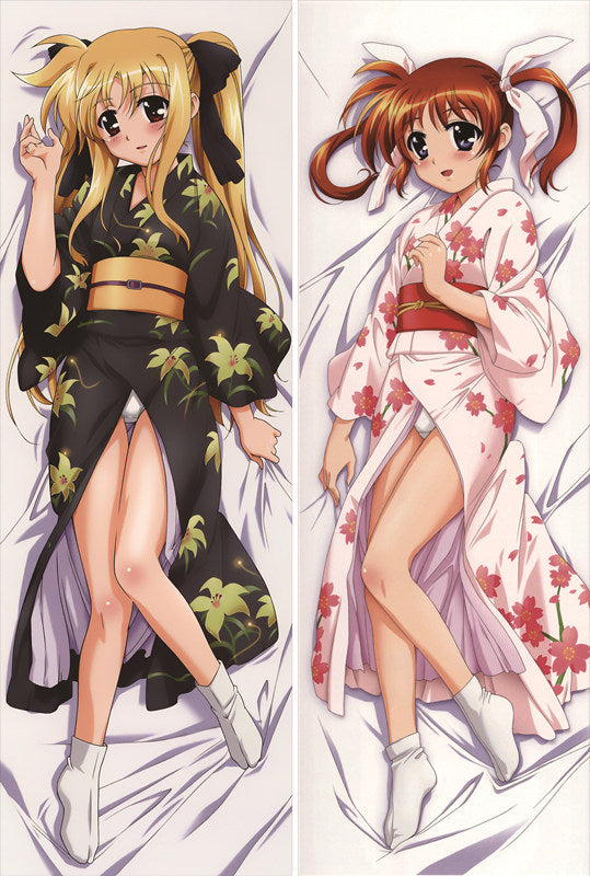 Magical Girl Lyrical Nanoha Fate Testarossa + Nanoha Takamachi Anime Dakimakura Pillow Cover image 0