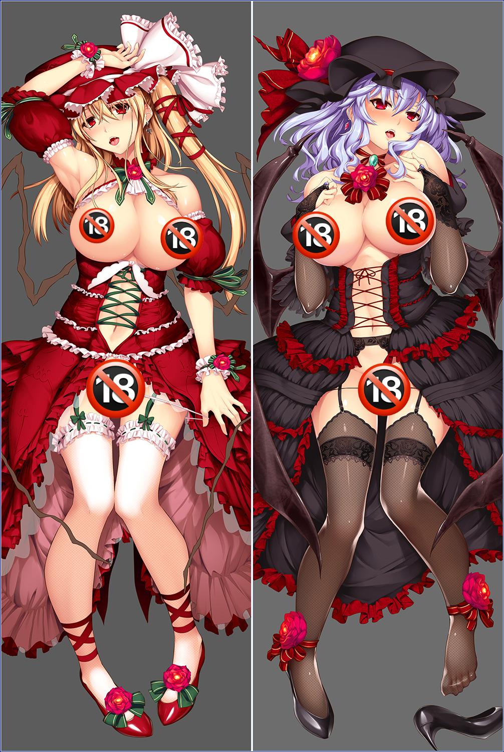 TouHou Project Remilia Scarlet Flandre Scarlet with Double Sides Zipper To Make Love Anime Dakimakura Pillow Case image 0