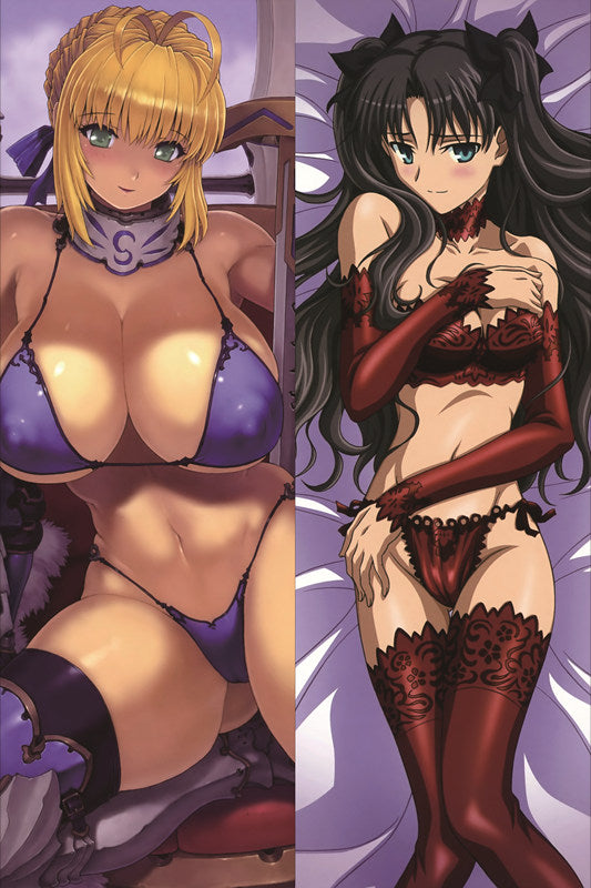 Fate stay night Saber + Rin Tohsaka Anime Dakimakura Pillow Cover image 0