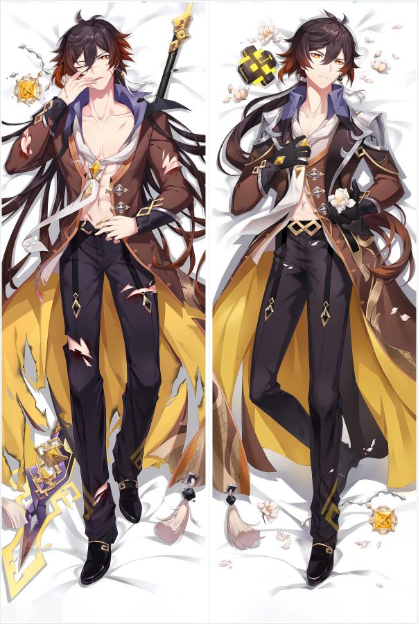 Genshin Impact Zhongli Anime Dakimakura Sexy Body Pillow Cover image 0