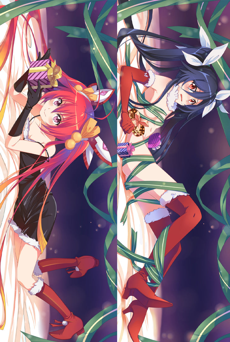Gonna be the Twin-Tail!! Blue Ponytail and Red Ponytail Anime Dakimakura Pillow Case Cover image 0
