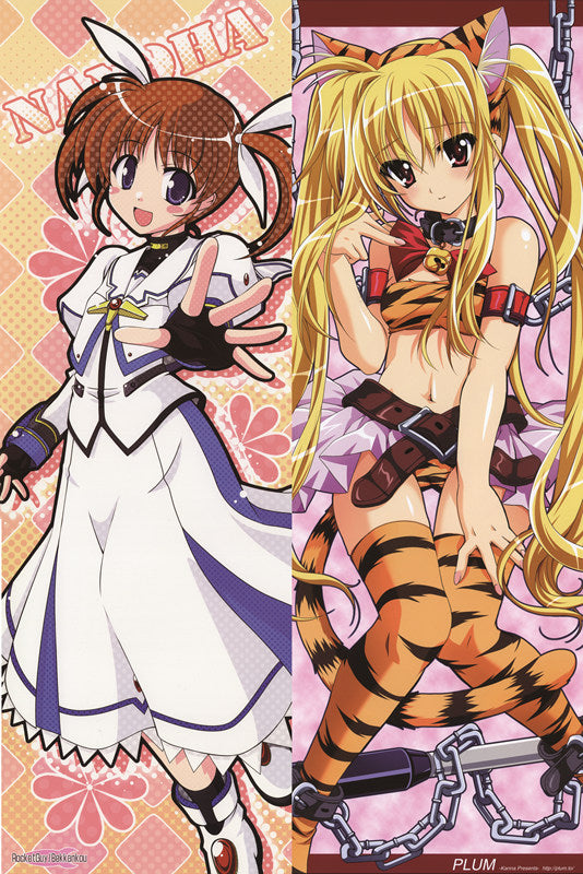 Magical Girl Lyrical Nanoha Fate Testarossa + Nanoha Takamachi Anime Dakimakura Pillow Cover image 0