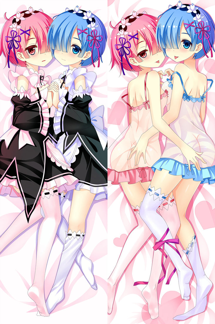 Re:Zero Rem Ram Anime Dakimakura Pillow Cover image 0