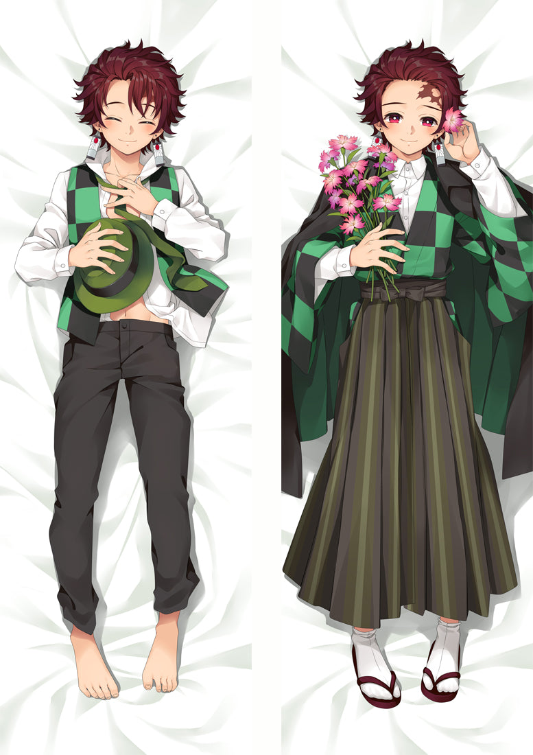 Demon Slayer: Kimetsu no Yaiba Tanjirou Anime Dakimakura Pillow Cover image 0