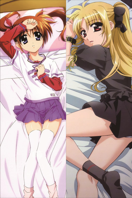 Magical Girl Lyrical Nanoha Fate Testarossa + Nanoha Takamachi Anime Dakimakura Pillow Cover image 0
