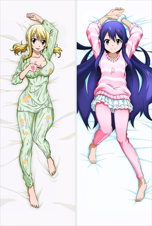 Fairy Tail Wendy Marvell + Lucy Heartfilia Anime Dakimakura Pillow Cover image 0