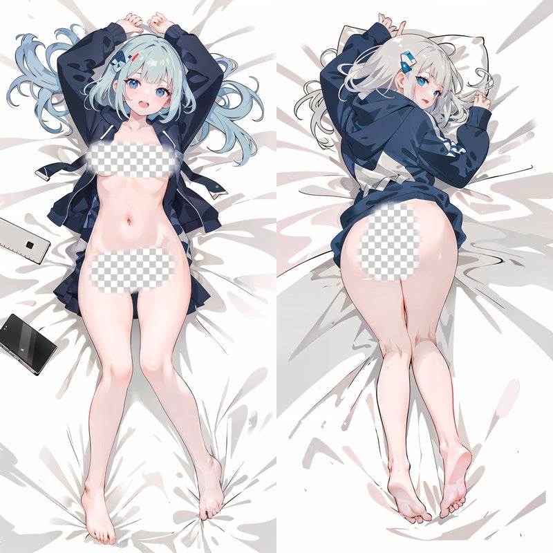 Virtual Youtuber Gawr Gura Anime Dakimakura Naked Body Pillow Cover image 0