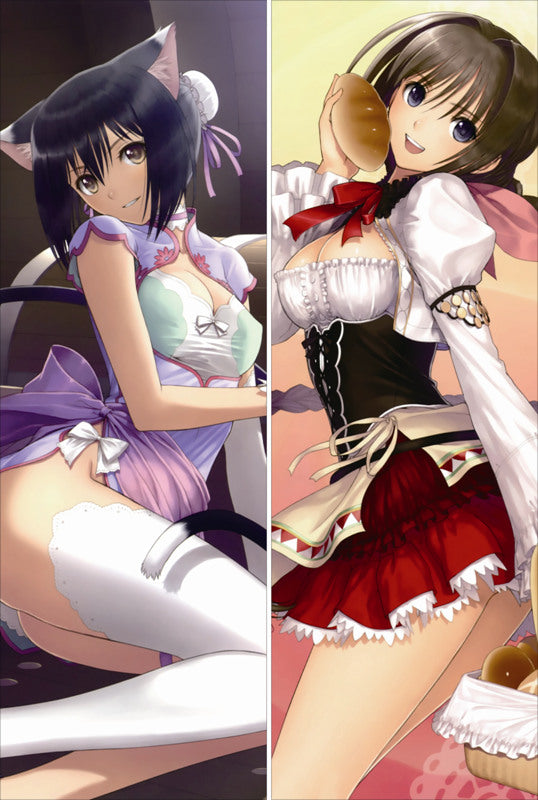 Shining Hearts Neris Filiam + Rin Xiao-Mei Anime Dakimakura Japanese Pillow Cover image 0