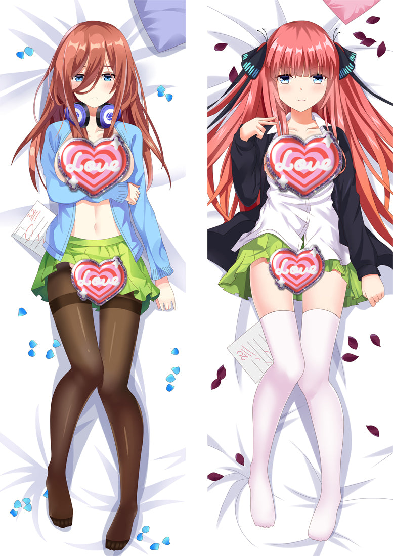 The Quintessential Quintuplets Miku Nakano &amp; Nakano Nino Anime Dakimakura Pillow Cover image 0