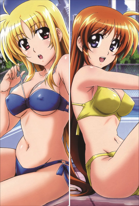 Magical Girl Lyrical Nanoha Fate Testarossa + Nanoha Takamachi Anime Dakimakura Pillow Cover image 0