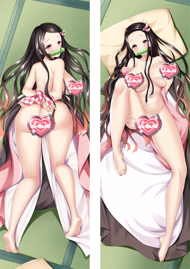 Demon Slayer: Kimetsu no Yaiba Kamado Nezuko with Double Sides Zipper to make love Anime Dakimakura Pillow Case image 0